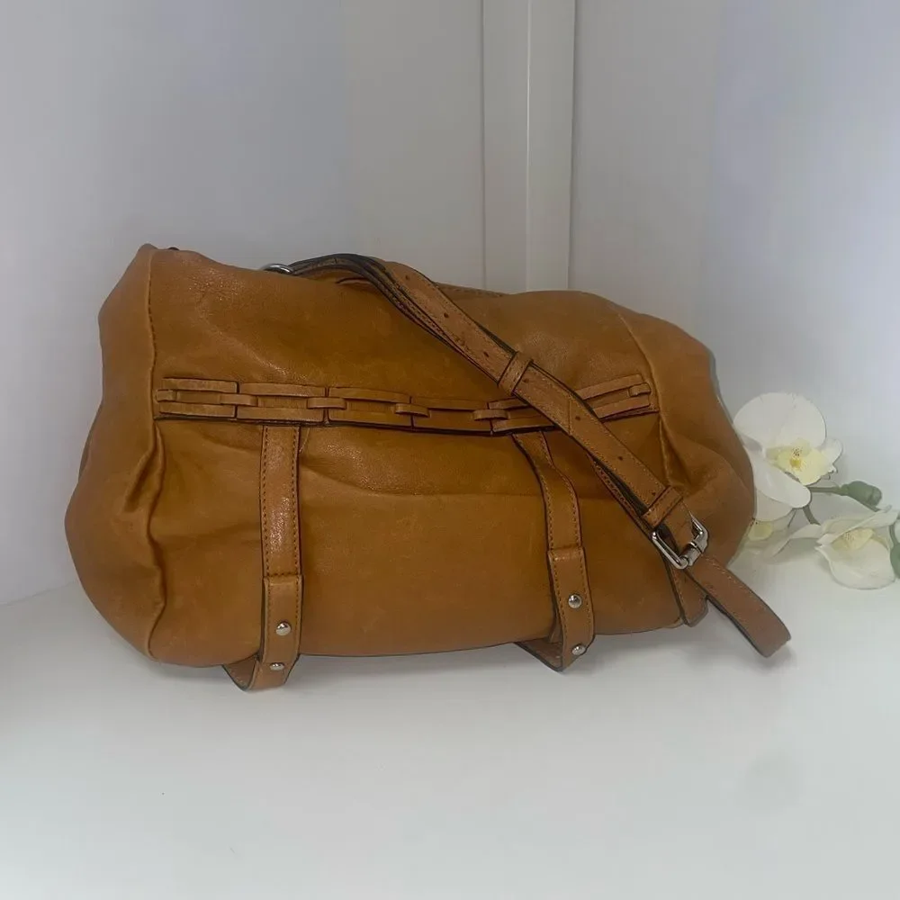 Joelle Hawkins Chic Brown Leather Slouchy Hobo Bag
